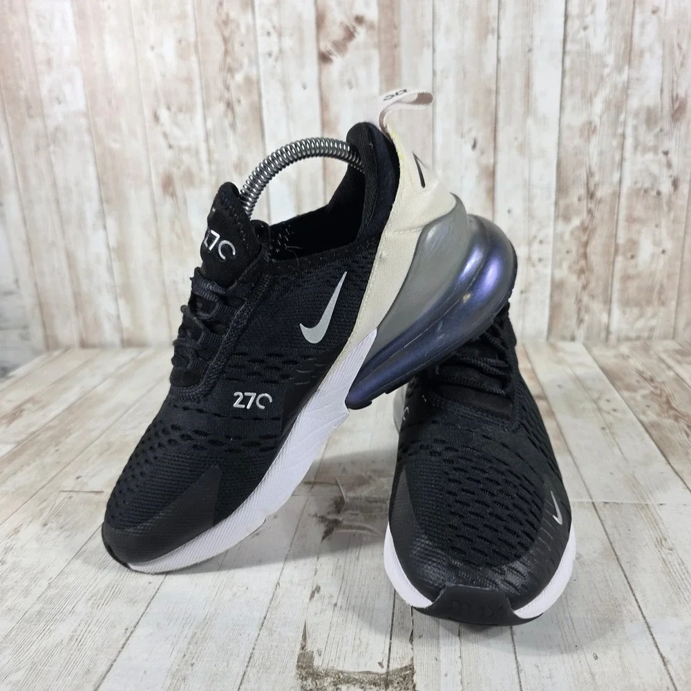 Nike Air Max 270 Womens Black‎ White Iridescent Sneakers DZ7736-002 Size 8